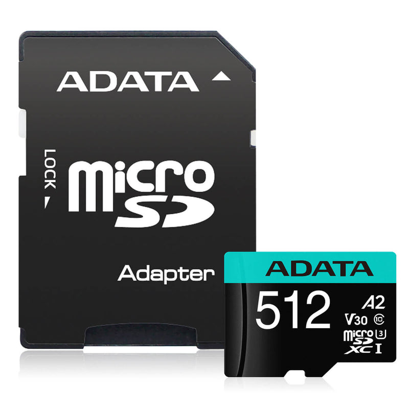 ADATA Premier Pro Memory Card SD 6.0 with Adapter - 512GB - microSDXC UHS-I - AUSDX512GUI3V30SA2-RA1 - Memory Cards - alnabaa.com - النبع