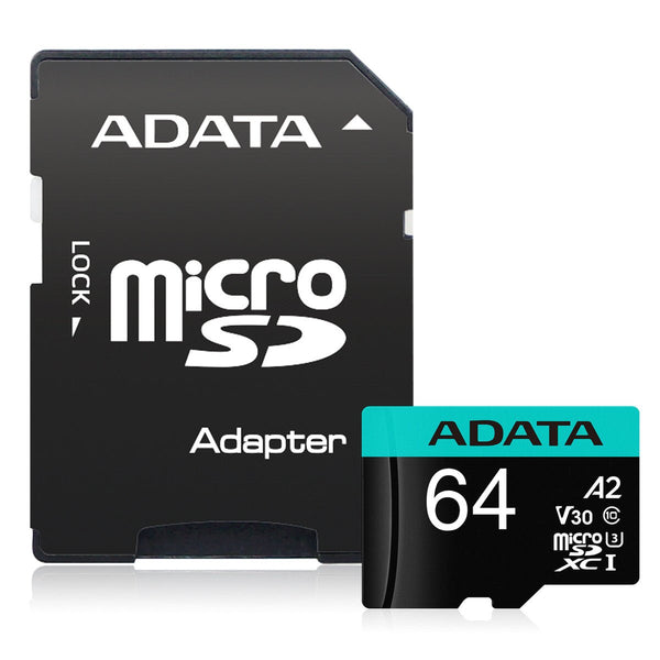 ADATA Premier Pro Memory Card SD 6.0 with Adapter - 64GB - microSDXC UHS-I - AUSDX64GUI3V30SA2-RA1 - Memory Cards - alnabaa.com - النبع