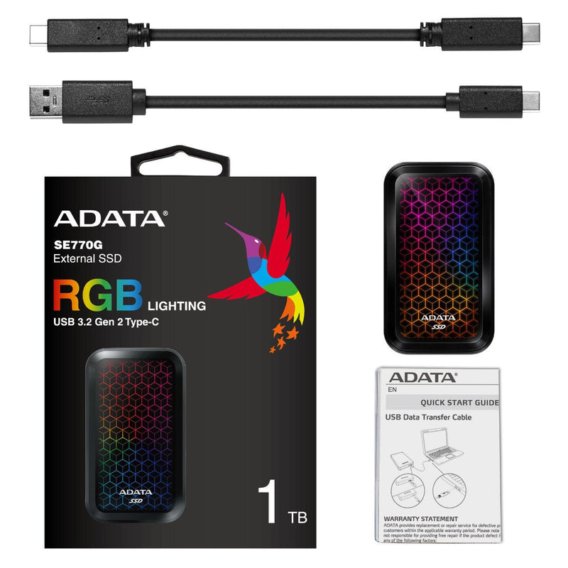 ADATA SE770G RGB USB3.2 Type-C External SSD - ASE770G-512GU32G2-CBK - External SSD - alnabaa.com - النبع
