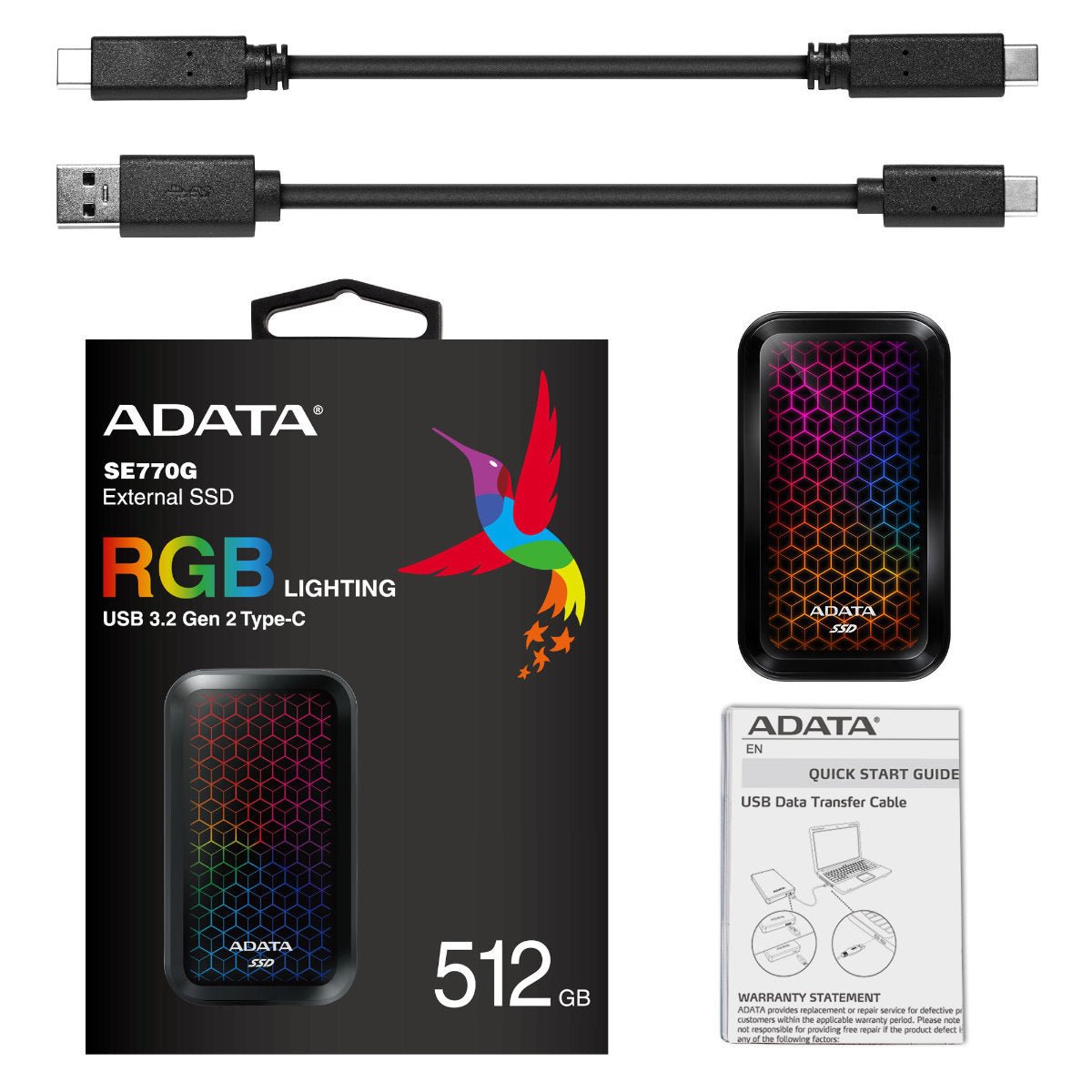 ADATA SE770G RGB USB3.2 Type C External SSD