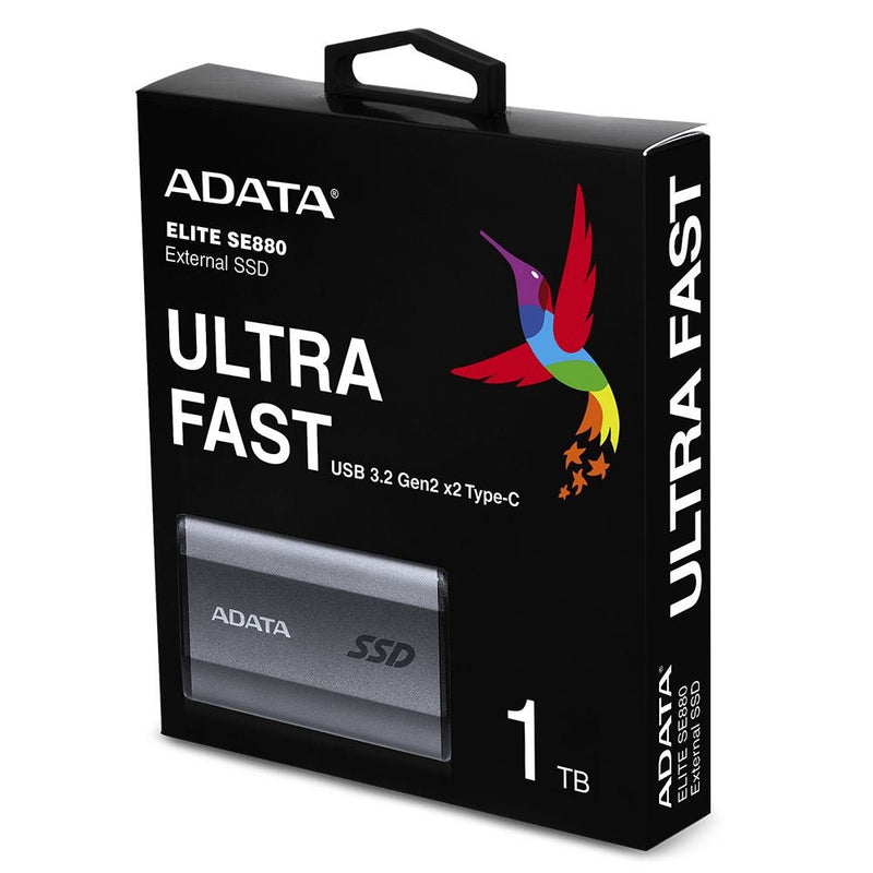 ADATA USB 3.2 USB-C External Solid State Drive | Titanium Grey - AELI-SE880-1TCGY - External SSD - alnabaa.com - النبع