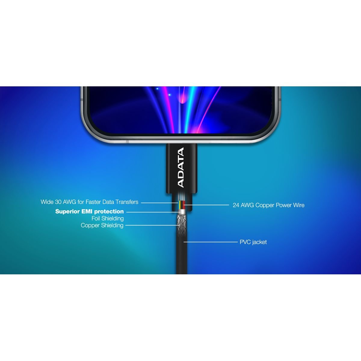 ADATA USB-C to Lightning Cable - 1m - AMFICPL-1M-CWH - USB Cables - alnabaa.com - النبع