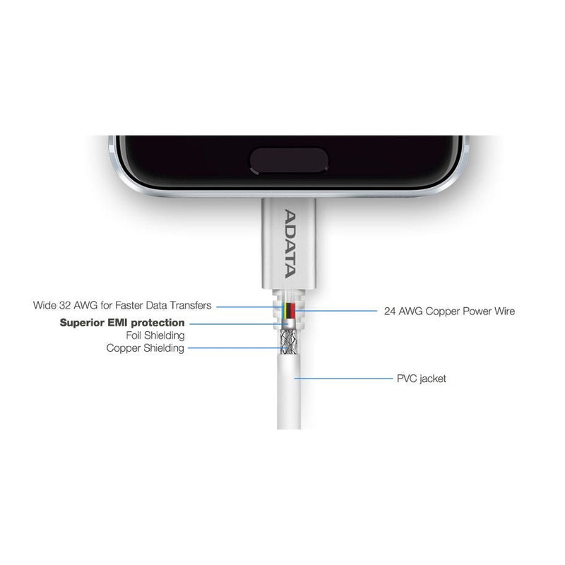 ADATA USB-C to USB-A 3.2 Aluminum Cable - 1m - ACA3AL-100CM-CSV - USB Cables - alnabaa.com - النبع