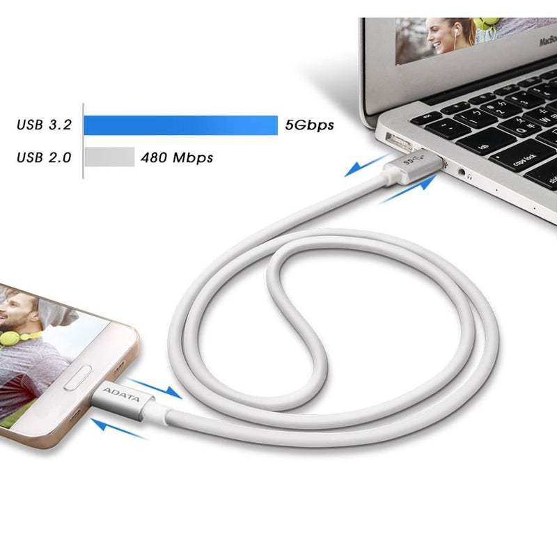 ADATA USB-C to USB-A 3.2 Aluminum Cable - 1m - ACA3AL-100CM-CSV - USB Cables - alnabaa.com - النبع