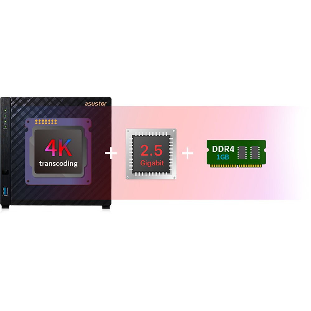 Asustor DRIVESTOR 4 , Tower-4-Bay NAS Enclosure - AS1104T - NAS - alnabaa.com - النبع