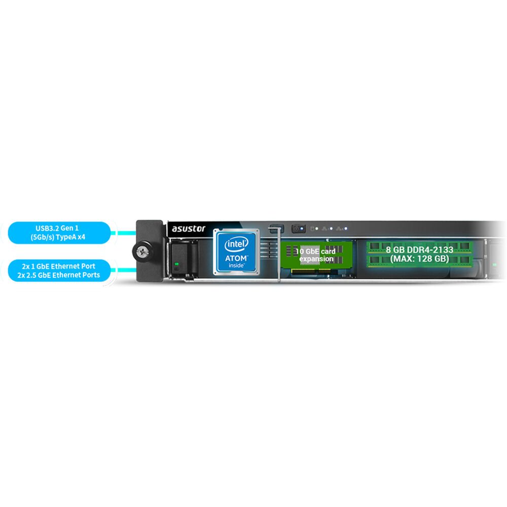 Asustor Lockerstor 4RS 4-Bay 1U Rackmount NAS Enclosure - AS6204RS - NAS - alnabaa.com - النبع