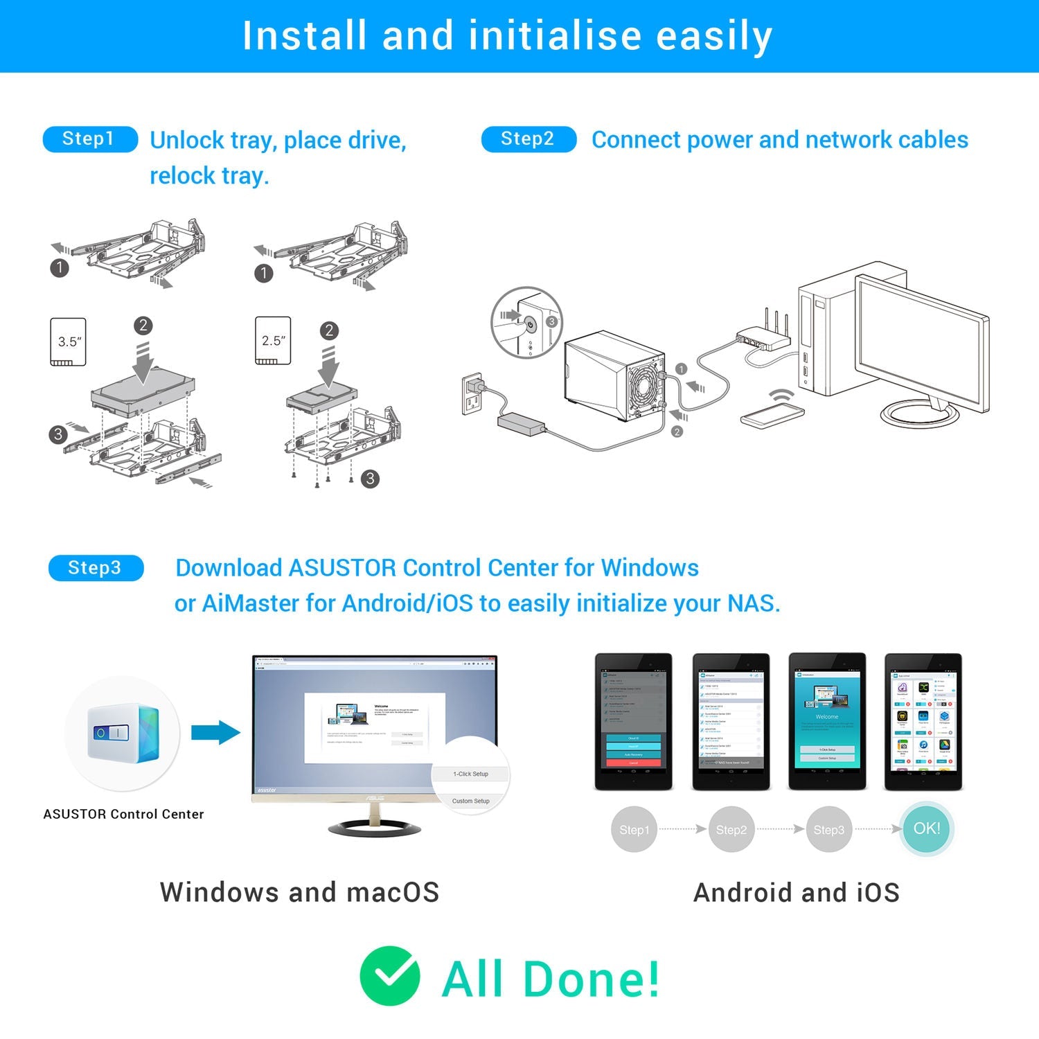 Asustor NIMBUSTOR 4 ,Tower-4-Bay NAS Enclosure - AS5304T - NAS - alnabaa.com - النبع