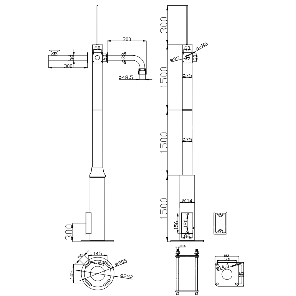 Atlantic 4.5m Pole for Surveillance Cameras - ATPOLE-4.5 - Security Camera Accessories - alnabaa.com - النبع