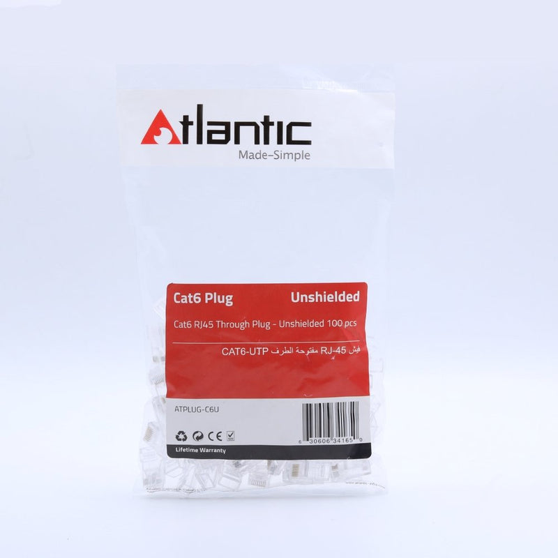 Atlantic Cat6 RJ45 Through Plug (100-Pieces) - ATPLUG-C6U - Network Accessories - alnabaa.com - النبع