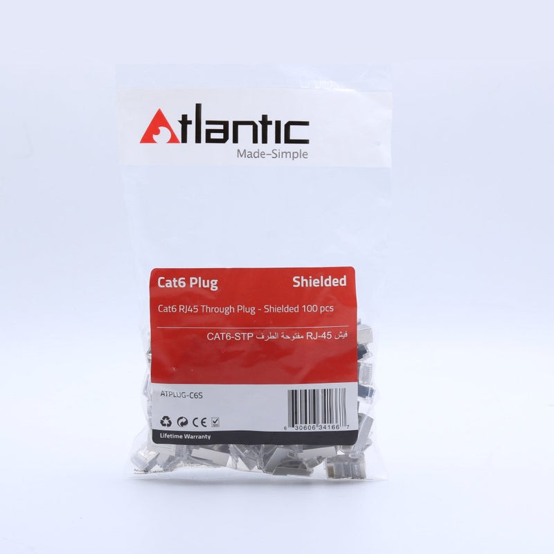 Atlantic Cat6 RJ45 Through Plug (100-Pieces) - ATPLUG-C6S - Network Accessories - alnabaa.com - النبع