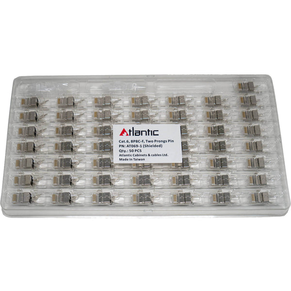 Atlantic Cat6A STP RJ45 Plug - 2 Layer - 1.2mm (50 Pieces) - ATPLUG-C6AST - Network Accessories - alnabaa.com - النبع