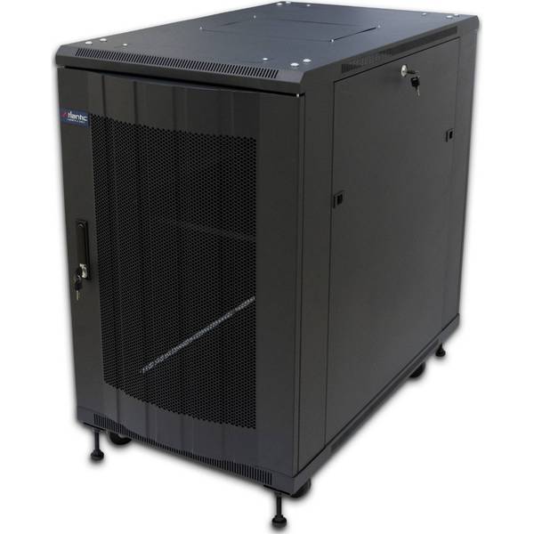 Atlantic Rack Server Cabinet 60cm Extra Wide -100cm Deep Enclosure with Vented Front & Rear Doors -Grill - AT6027GR-BK - Rack - Cabinet - alnabaa.com - النبع
