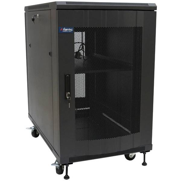 Atlantic Rack Server Cabinet 60cm Extra Wide -100cm Deep Enclosure with Vented Front & Rear Doors -Grill - AT6018GR-BK - Rack - Cabinet - alnabaa.com - النبع