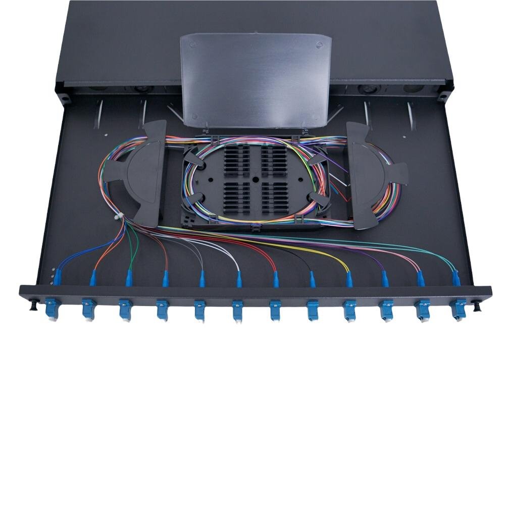 thumbnail image 2 of 24-Port LC OM3 Multimode Fiber Patch Panel - Rack Mount Enclosure With Splice Trays & Couplers 2 of 14