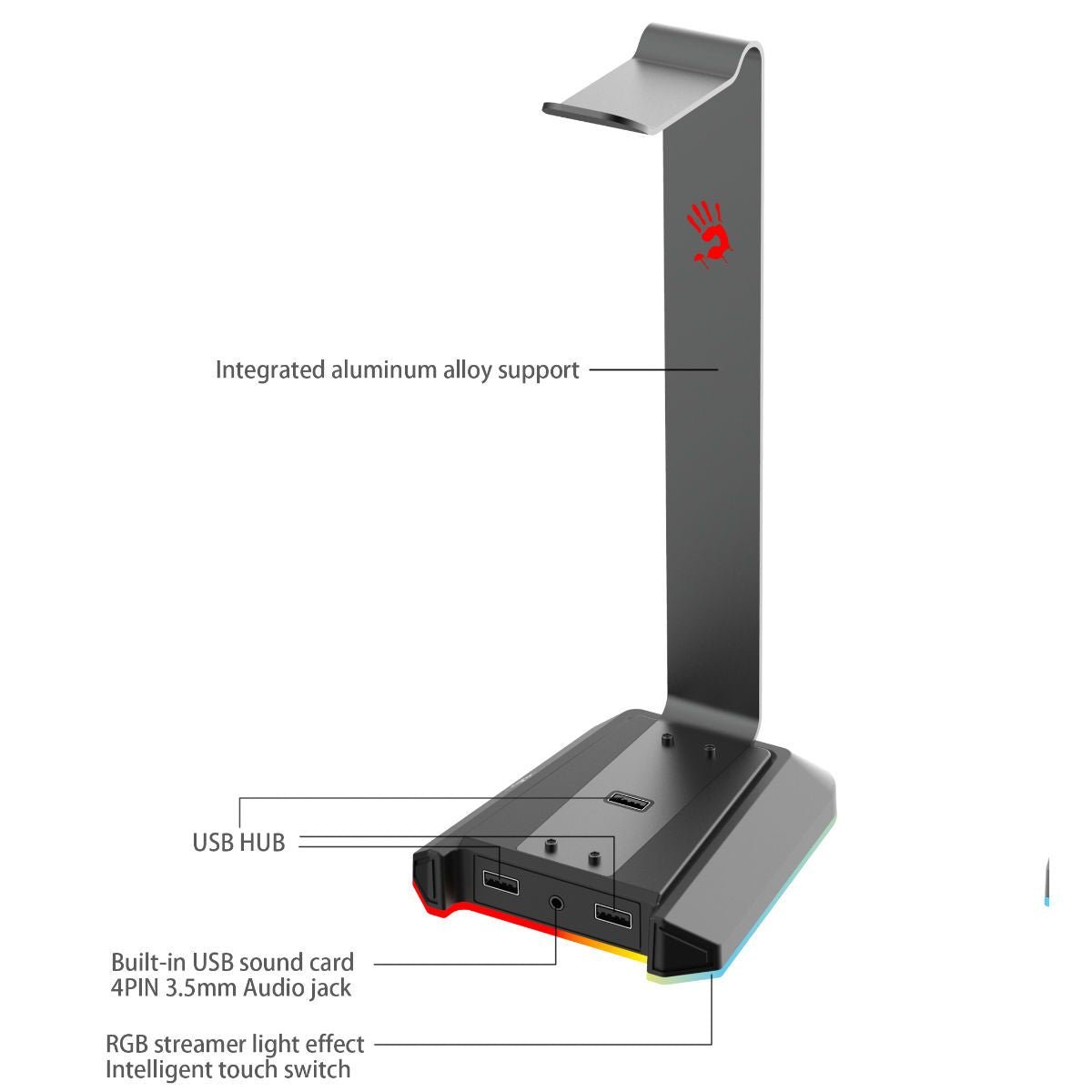Bloody GS2 RGB Gaming Headset Stand With 3x USB 2.0, 1x AUX 4-Pin 3.5m