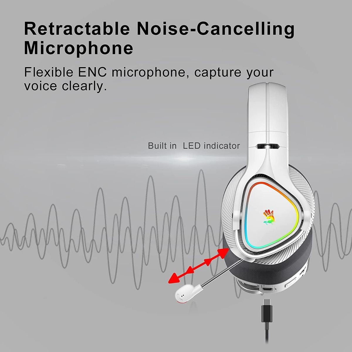 Bloody MR710 Wireless RGB Gaming Headset for Xbox, PS4/5 - MR710 Grey - Headphones - alnabaa.com - النبع