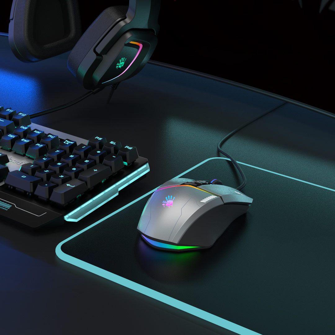 Bloody W60 Max RGB Optical Gaming Mouse - 10000 CPI - W60Max-Grey - Mice - alnabaa.com - النبع