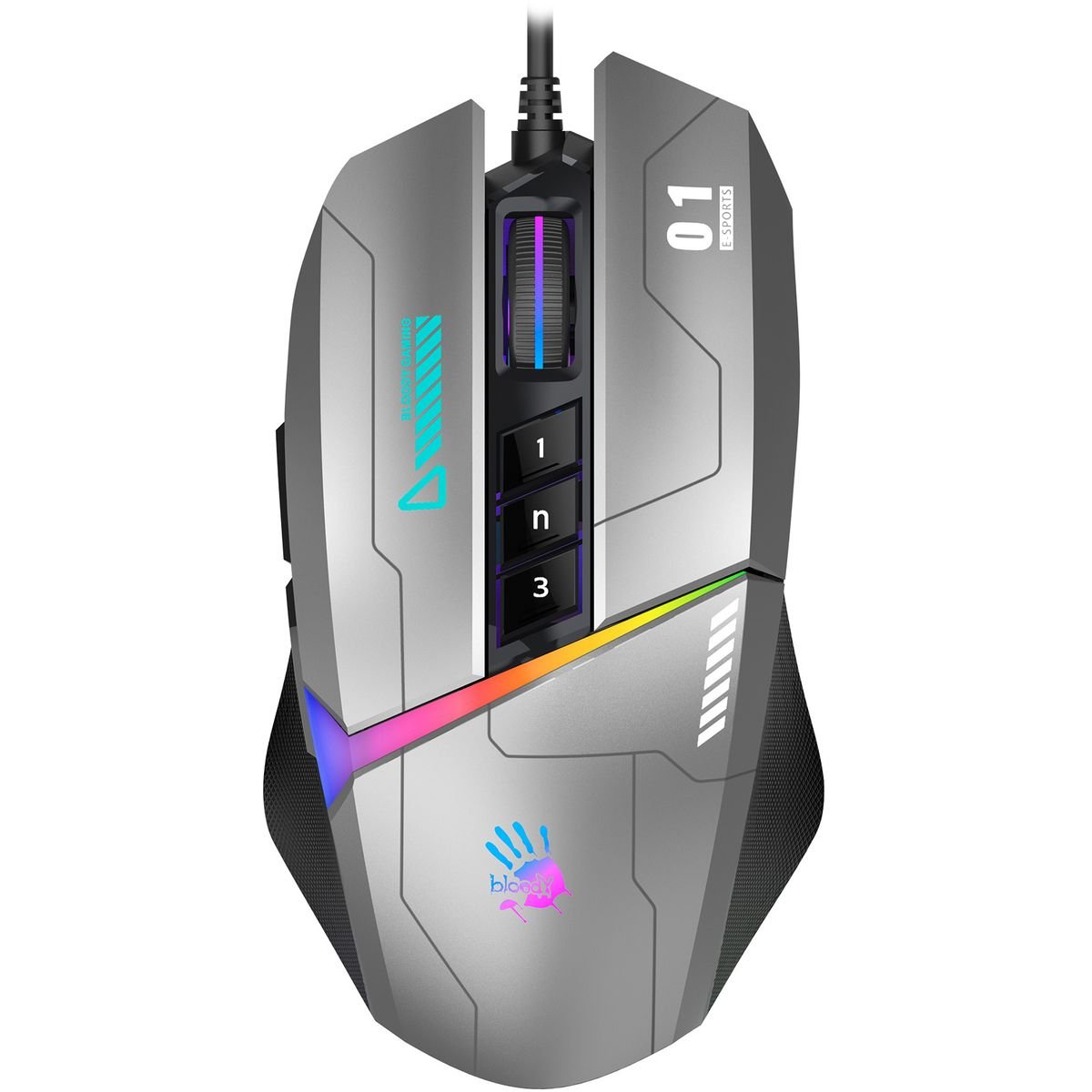 Bloody W60 Max RGB Optical Gaming Mouse - 10000 CPI - W60Max-Grey - Mice - alnabaa.com - النبع