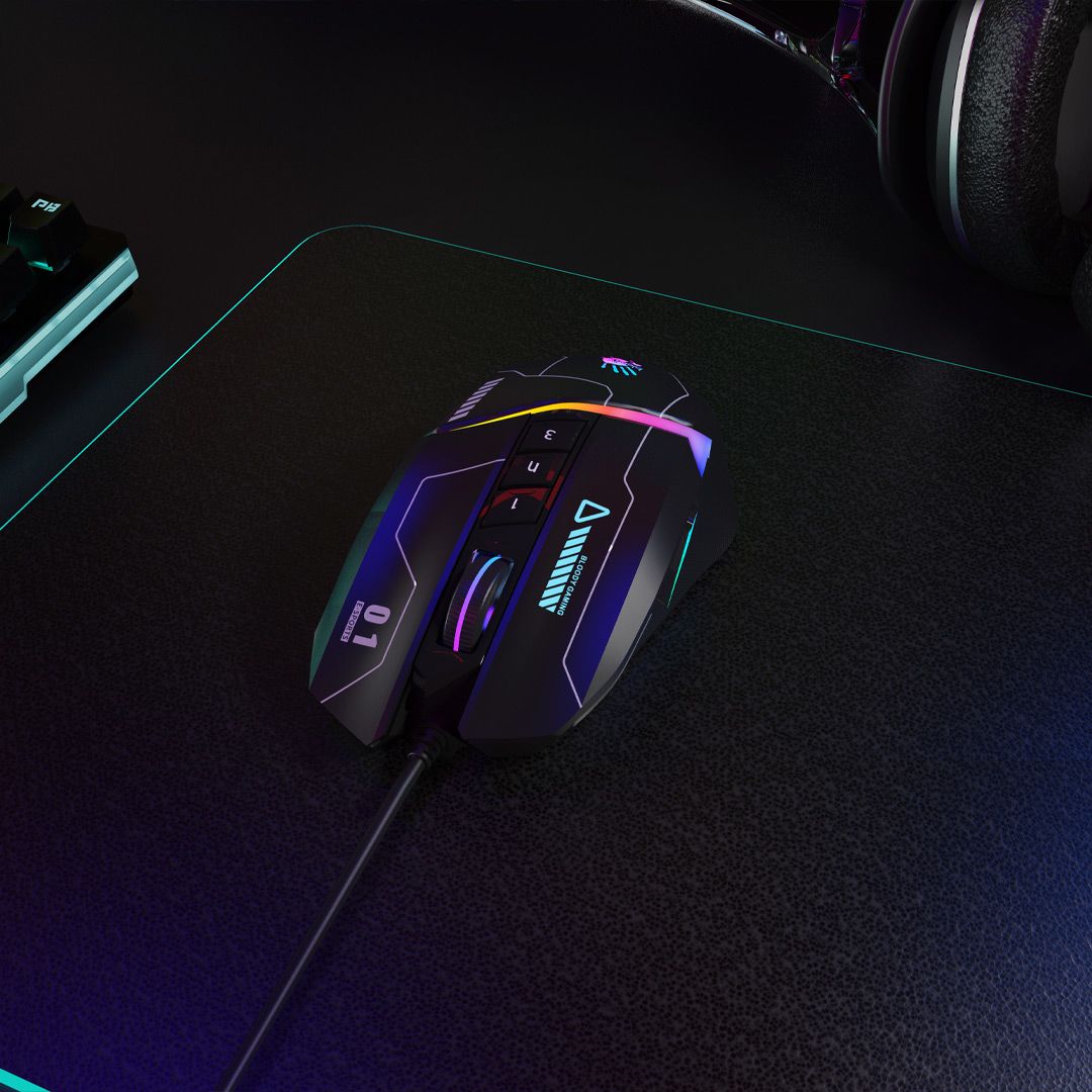 Bloody W60 Max RGB Optical Gaming Mouse - 10000 CPI - W60Max-Black - Mice - alnabaa.com - النبع