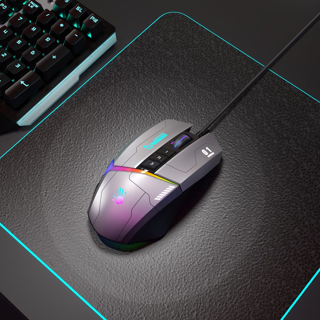 Bloody W60 Max RGB Optical Gaming Mouse - 10000 CPI - W60Max-Grey - Mice - alnabaa.com - النبع