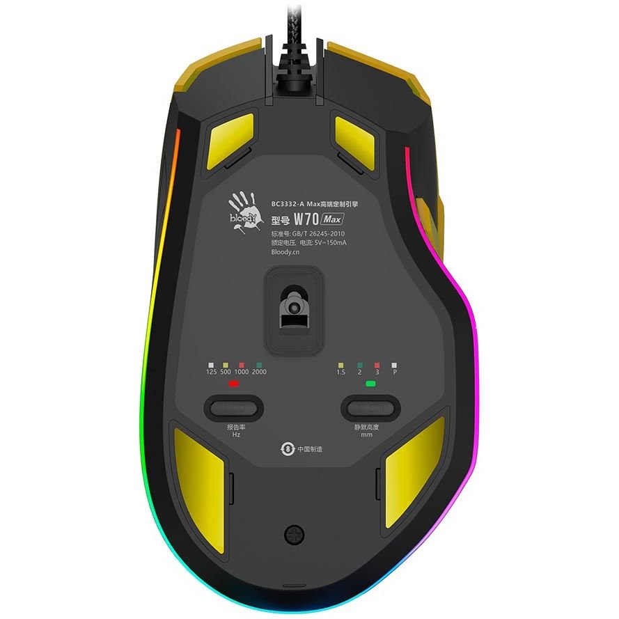 Bloody W70 Max RGB Gaming Mouse - 10000 CPI - W70Max-Yellow - Mice - alnabaa.com - النبع