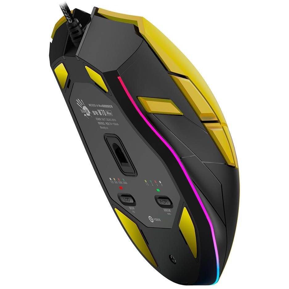 Bloody W70 Max RGB Gaming Mouse - 10000 CPI - W70Max-Yellow - Mice - alnabaa.com - النبع