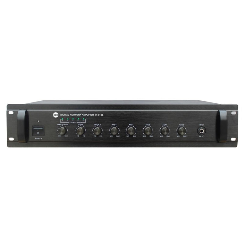 CMX 19" IP Amplifier, 120W,100V & 4-16 Ohm, with streaming and decoder, with 3 mic inputs and 2 line inputs - IP-6120 - IP Network Audio System - alnabaa.com - النبع