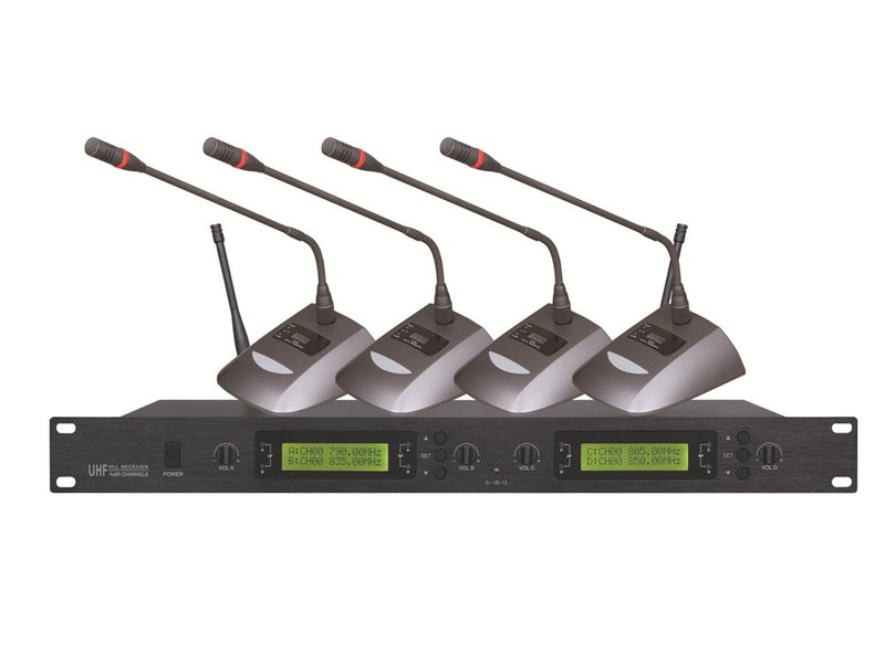 CMX 4CH UHF Wireless Microphone System, adjustable frequency 550-980MHz - WM-U400 - Conference System - alnabaa.com - النبع