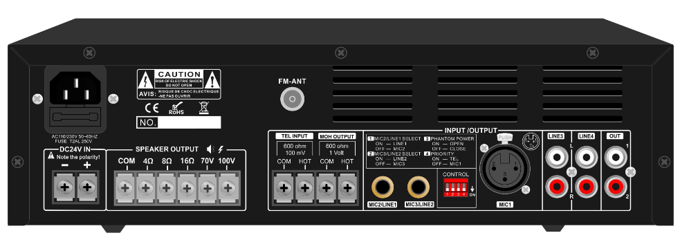 CMX 60W Tabletop Mixer Amp with USB/Bluetooth/ FM, 3 Mic, 2 Aux, 70V/100V/4-16 Ohm. - EA-60 - Public address Amplifier - alnabaa.com - النبع