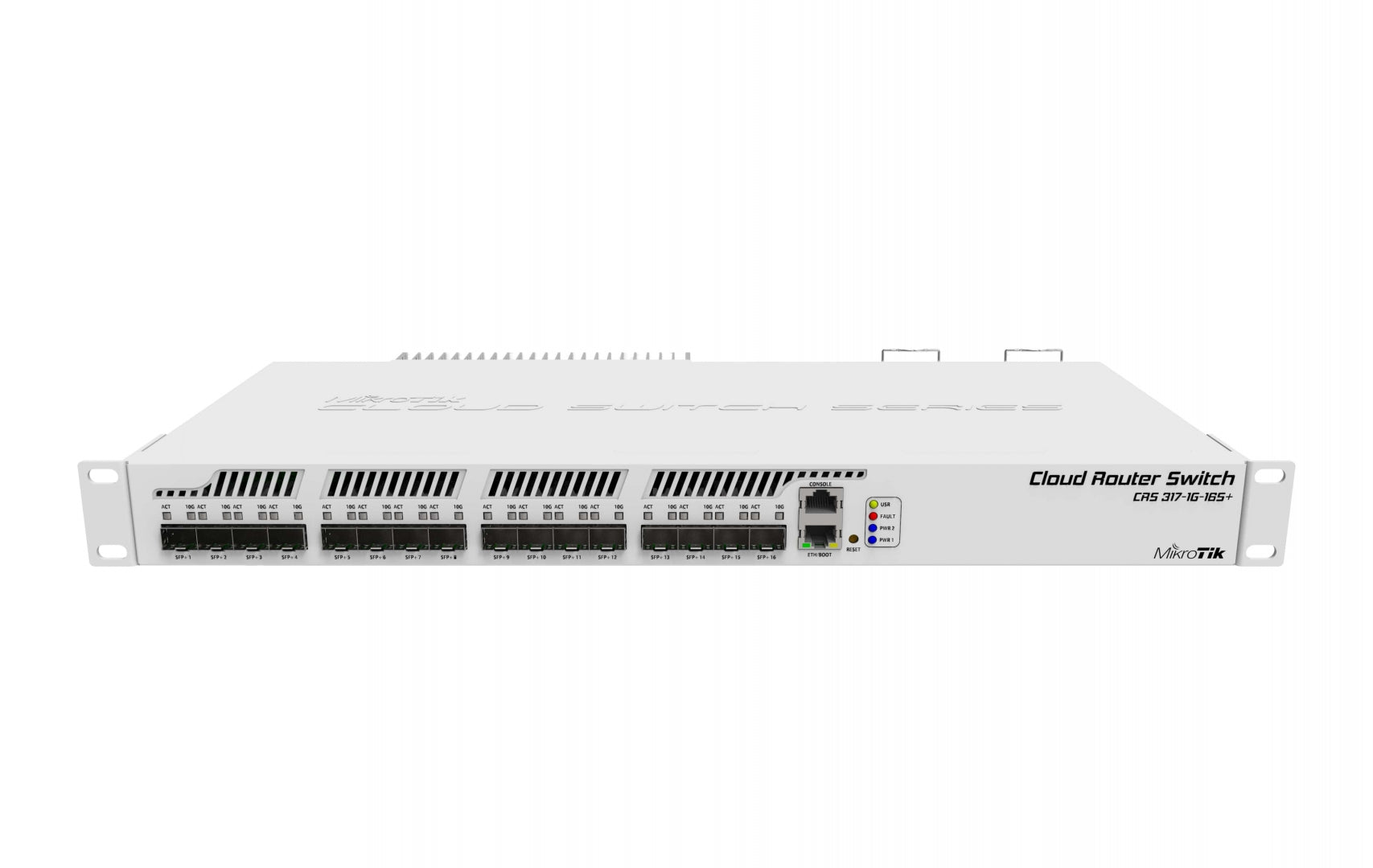 MikroTik CRS317-1G-16S+RM 16-Port 10G SFP+ Switch, 1G RJ45, Dual PSU, Rackmount, RouterOS/SwOS, Data Center Switch