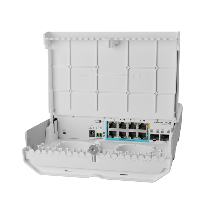 MikroTik netPower Lite 7R Outdoor Reverse PoE Switch with Gigabit Ethernet and 10G SFP+ Ports