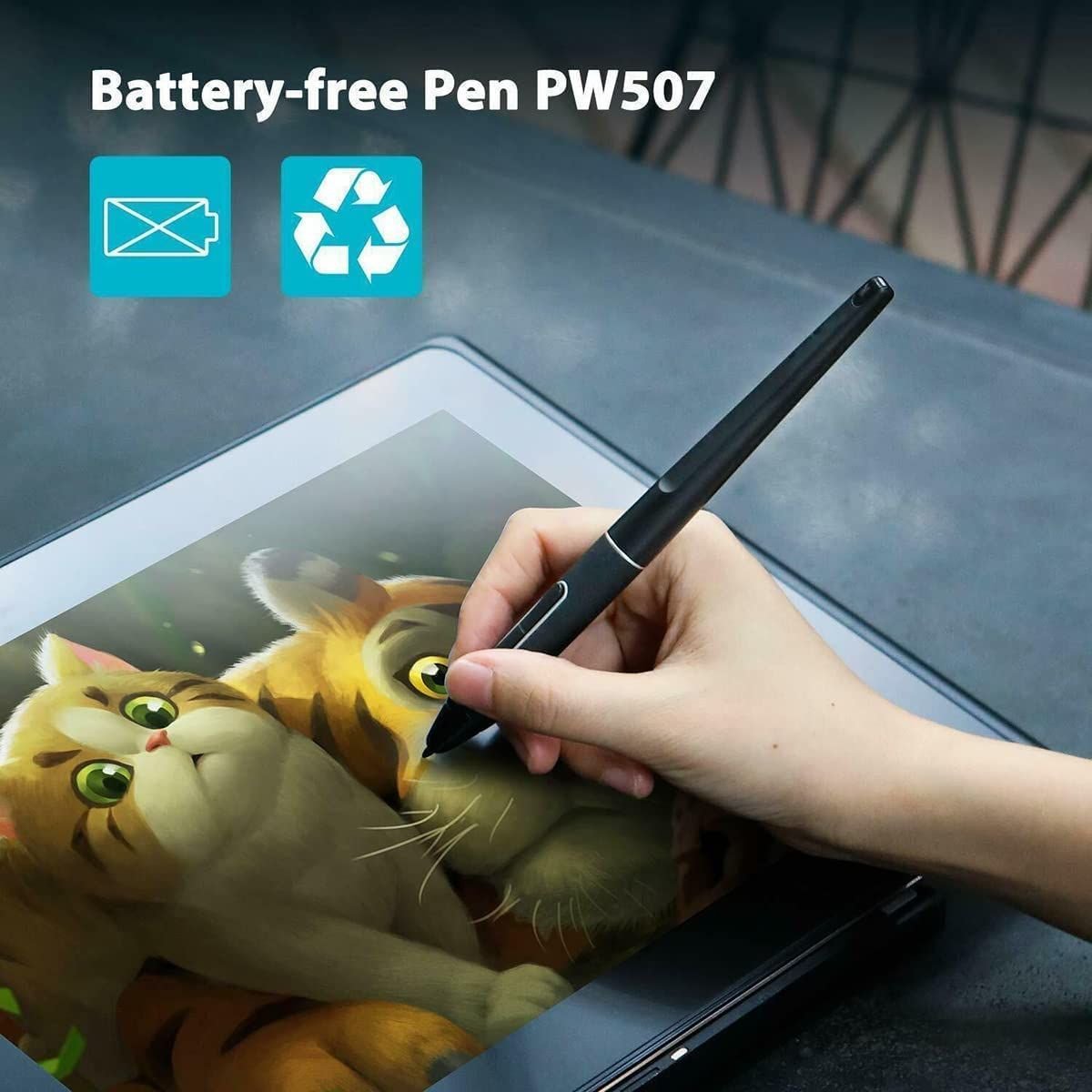 Huion Battery-Free Pen PW507 for Kamvas Pro 12/13/16/20, Kamvas 16/20 & GT-191 V2 - PW507 - Stylus - alnabaa.com - النبع