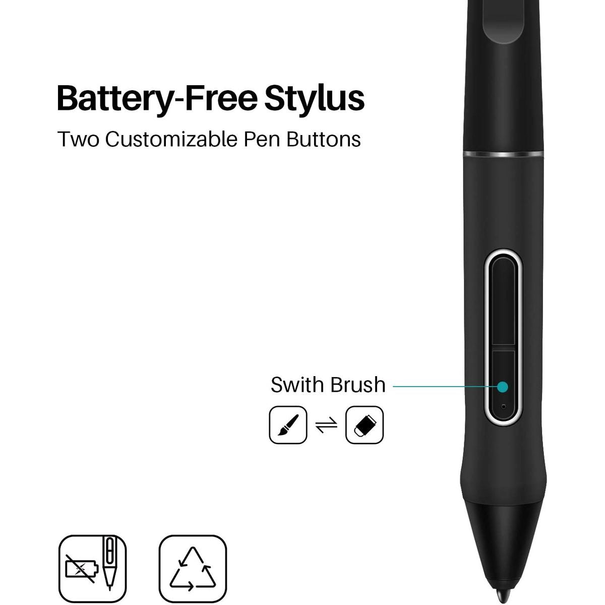 Huion Battery-Free Pen PW517 for Kamvas 12/13/16/22/22 Plus/24/24 Plus & Kamvas Pro 13/16/16/16 Plus/24 - PW517 - Stylus - alnabaa.com - النبع