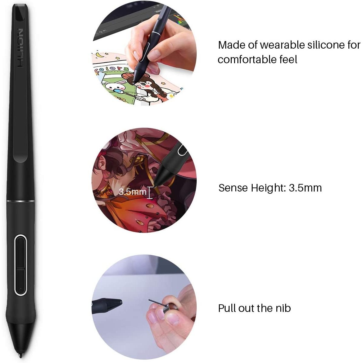 Huion Battery-Free Pen PW517 for Kamvas 12/13/16/22/22 Plus/24/24 Plus & Kamvas Pro 13/16/16/16 Plus/24 - PW517 - Stylus - alnabaa.com - النبع