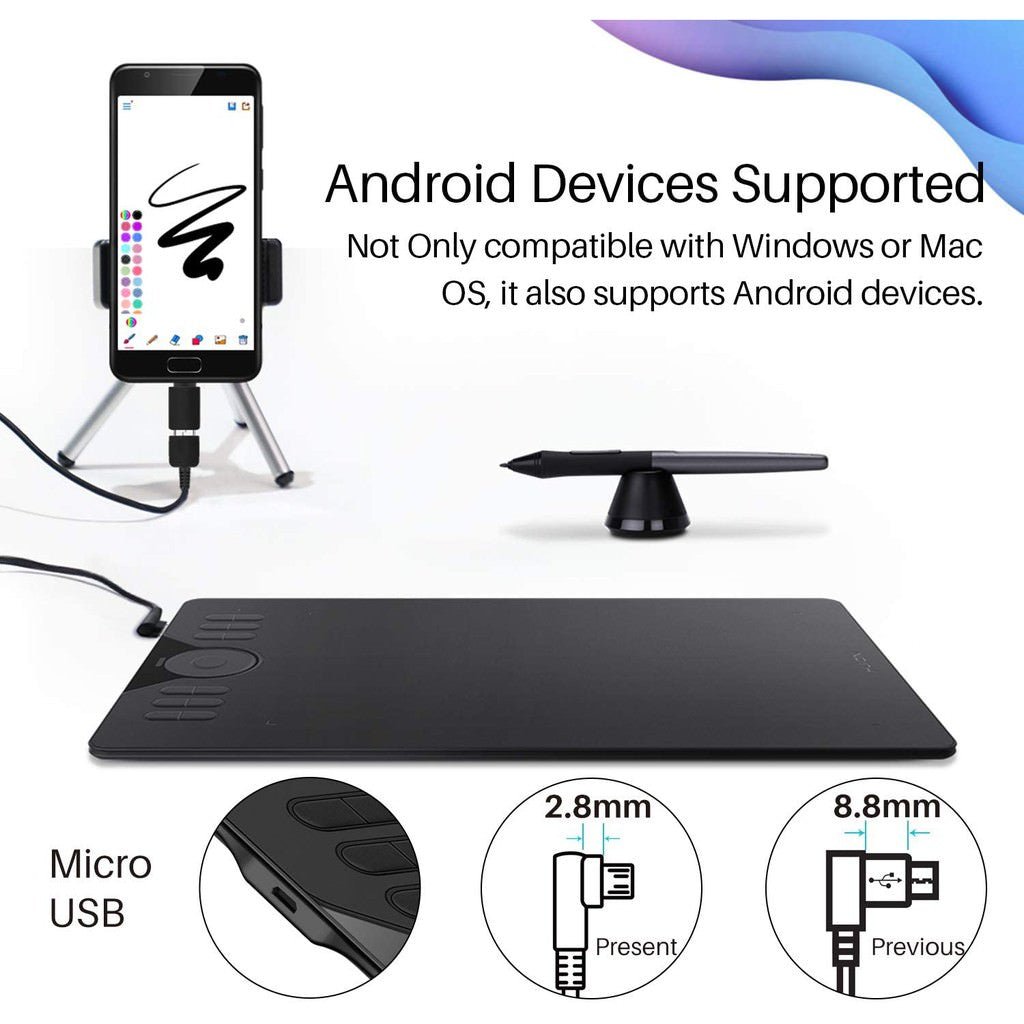 Huion HS610 Drawing Pen Tablet for PC, Mac, & Android - 12 Programmable Keys - HS610 - Graphic Tablets - alnabaa.com - النبع