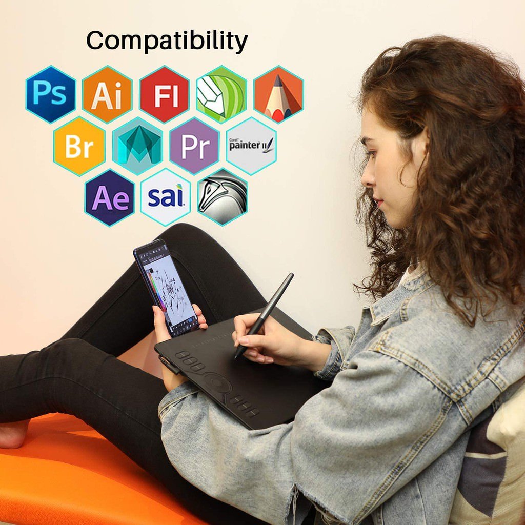 Huion HS610 Drawing Pen Tablet for PC, Mac, & Android - 12 Programmable Keys - HS610 - Graphic Tablets - alnabaa.com - النبع