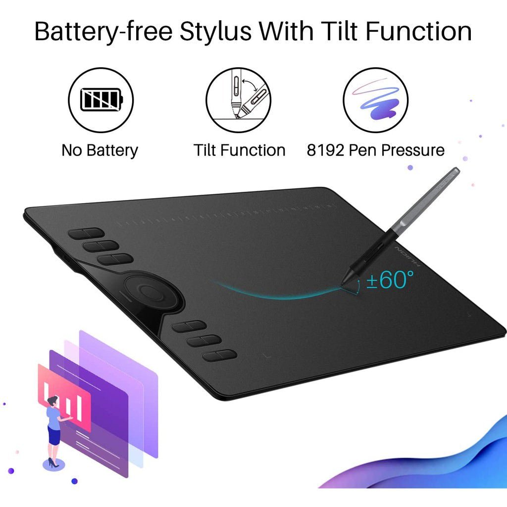 Huion HS610 Drawing Pen Tablet for PC, Mac, & Android - 12 Programmable Keys - HS610 - Graphic Tablets - alnabaa.com - النبع