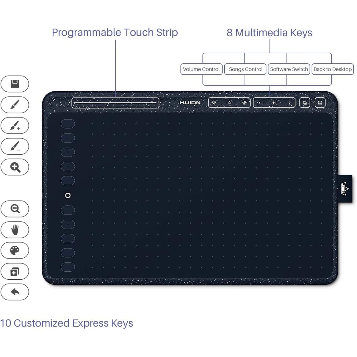 Huion HS611 Drawing Pen Tablet for PC, Mac, & Android - 11 Programmable Keys - HS611STARRYBLUE - Graphic Tablets - alnabaa.com - النبع