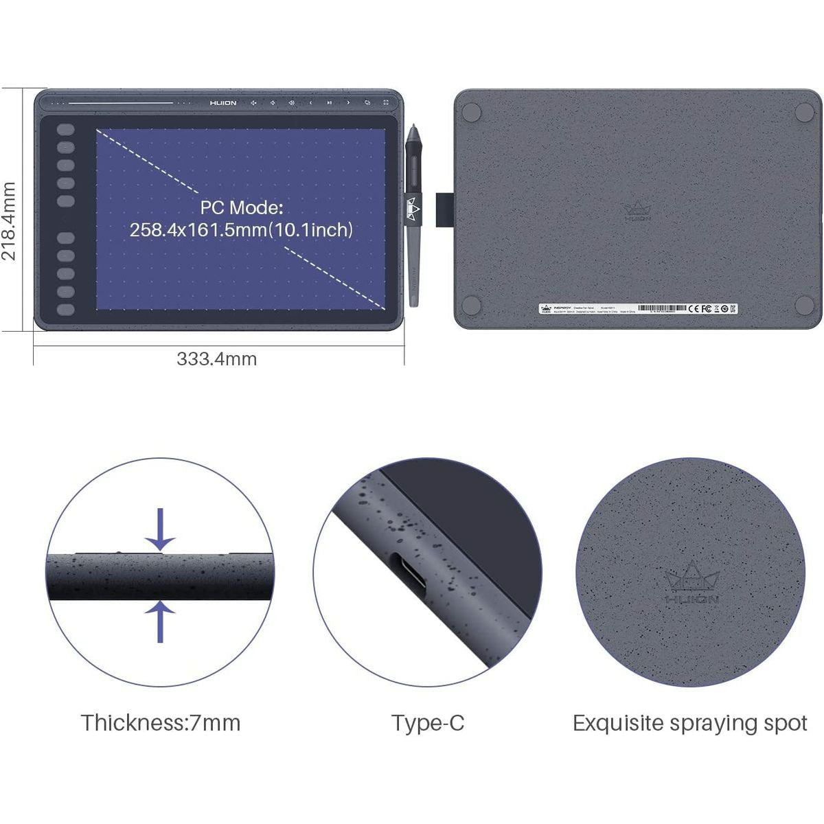 Huion HS611 Drawing Pen Tablet for PC, Mac, & Android - 11 Programmable Keys - HS611GRAY - Graphic Tablets - alnabaa.com - النبع