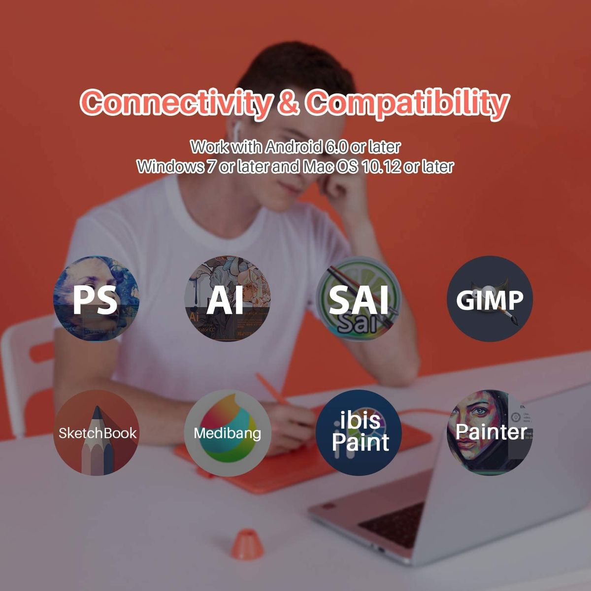 Huion HS611 Drawing Pen Tablet for PC, Mac, & Android - 11 Programmable Keys - HS611RED - Graphic Tablets - alnabaa.com - النبع