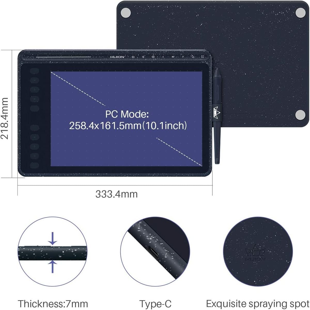 Huion HS611 Drawing Pen Tablet for PC, Mac, & Android - 11 Programmable Keys - HS611STARRYBLUE - Graphic Tablets - alnabaa.com - النبع