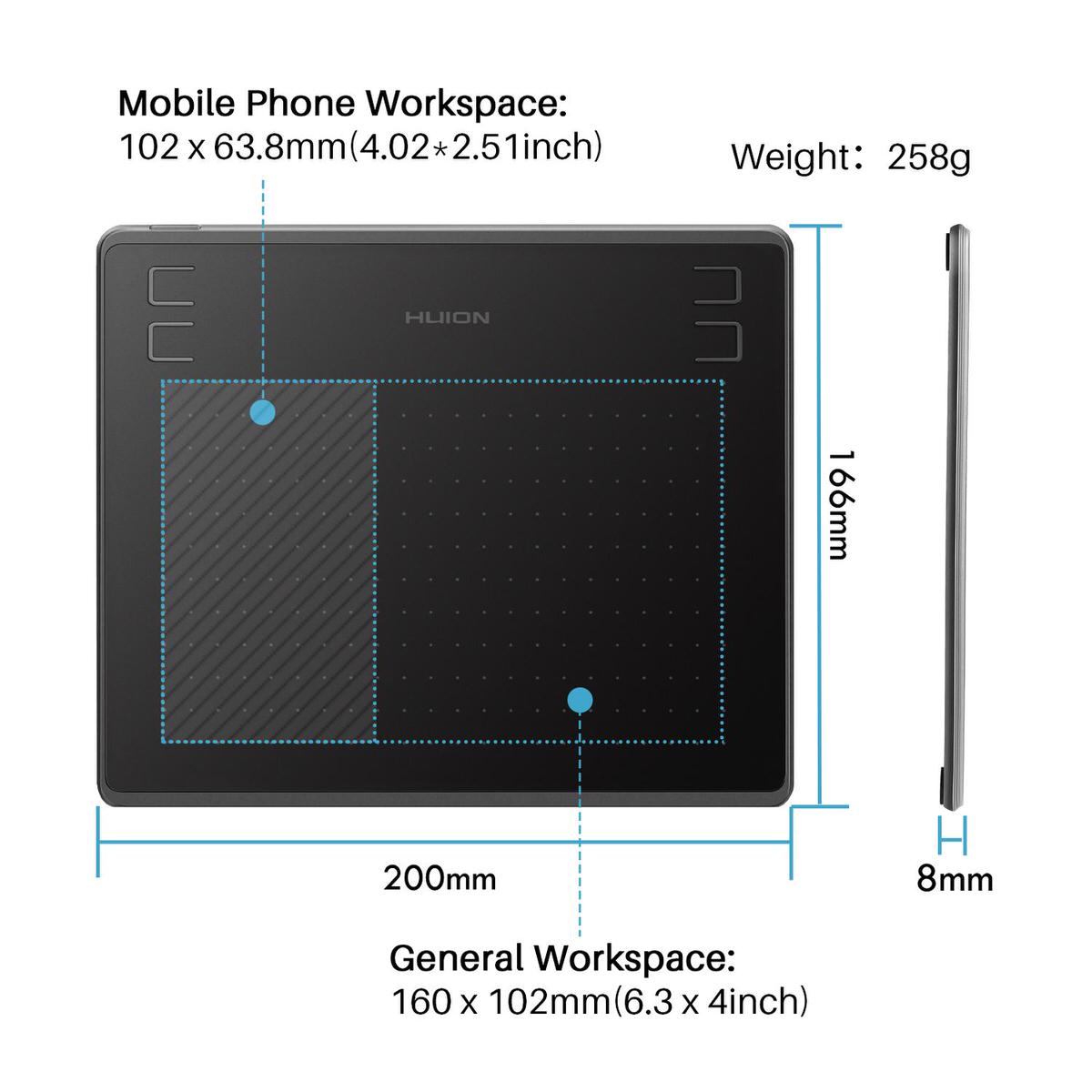 Huion HS64 Graphic Pen Tablet with Programmable Express Keys