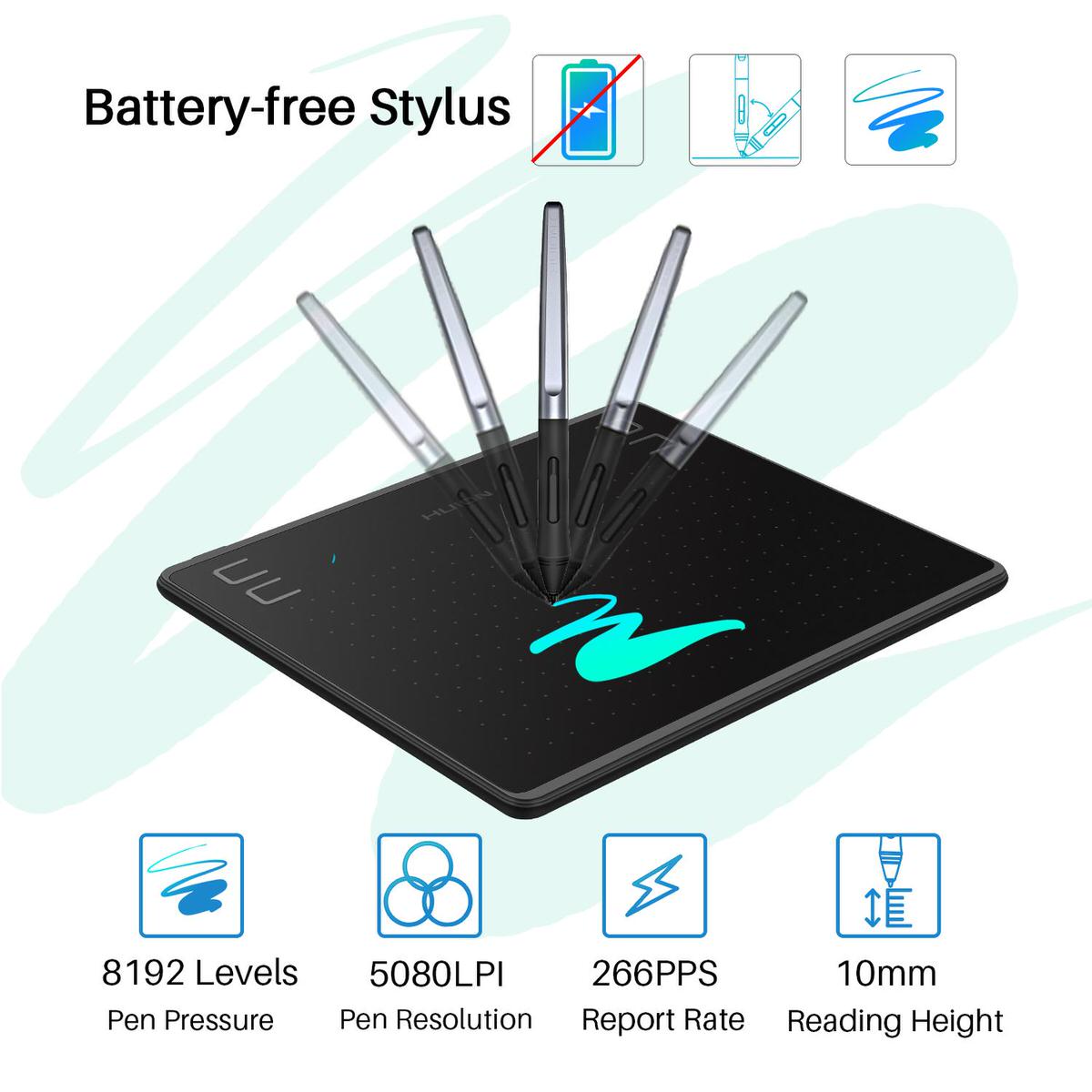 Huion HS64 Graphic Pen Tablet with 4 Programmable Express Keys - HS64 - Graphic Tablets - alnabaa.com - النبع