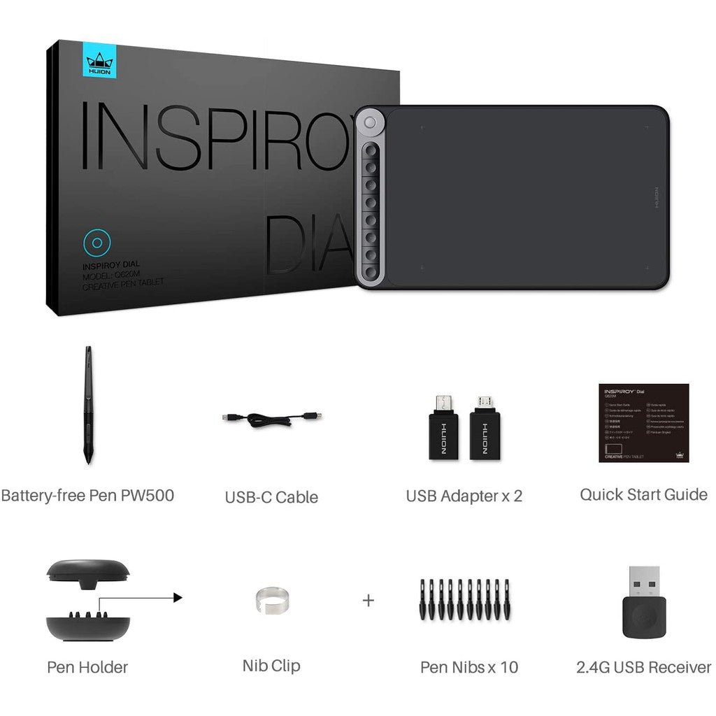 Huion Inspiroy Dial Q620M Graphic Pen Tablet - 8 programmable Keys