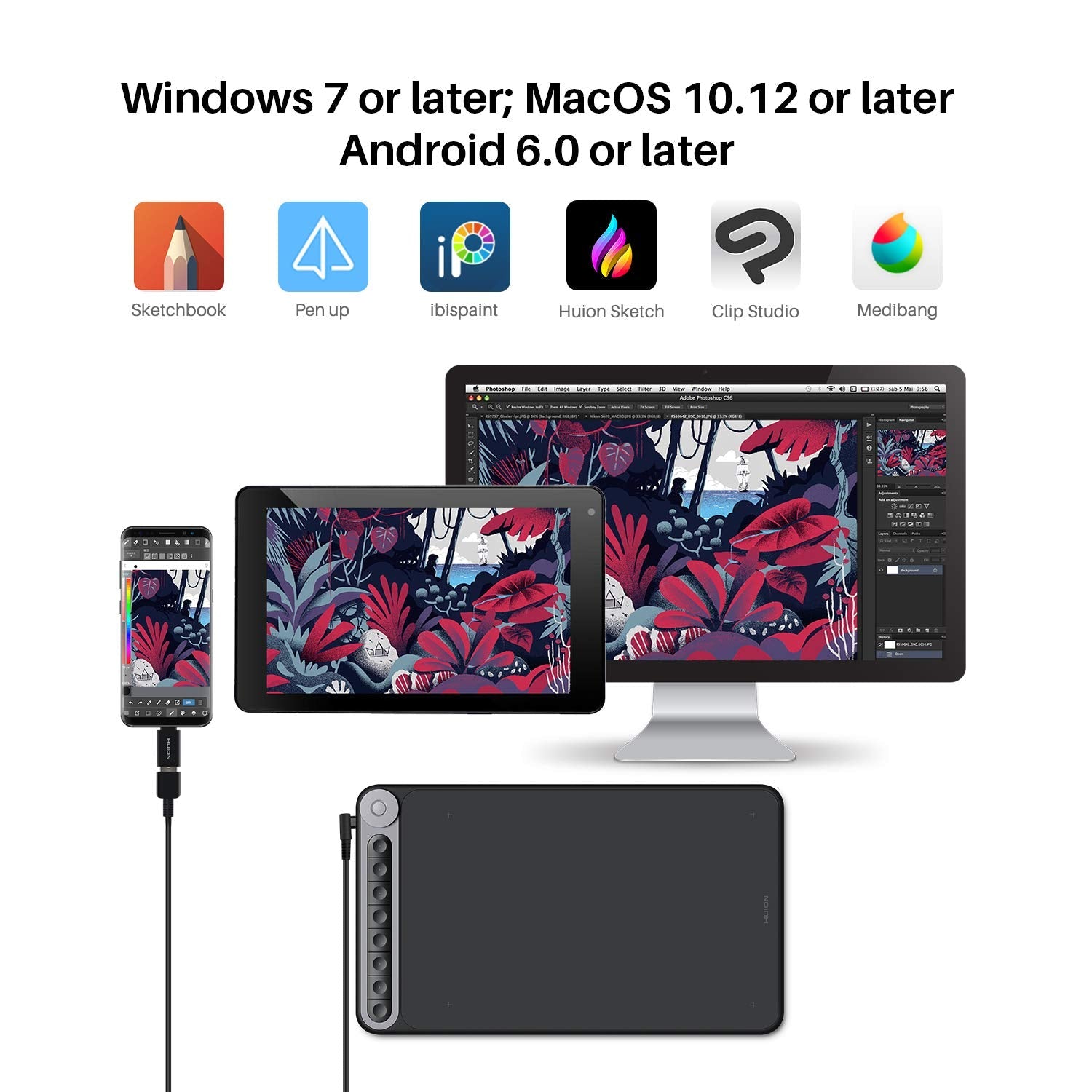 Huion Inspiroy Dial Q620M Graphic Pen Tablet - 8 programmable Keys - Q620M - Graphic Tablets - alnabaa.com - النبع