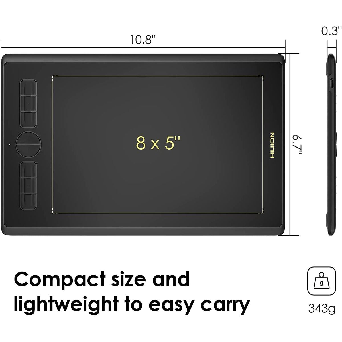 Huion Inspiroy H580X Graphic Drawing Tablet - 8 Programable Keys (203.2 x 127mm) - H580X - Graphic Tablets - alnabaa.com - النبع