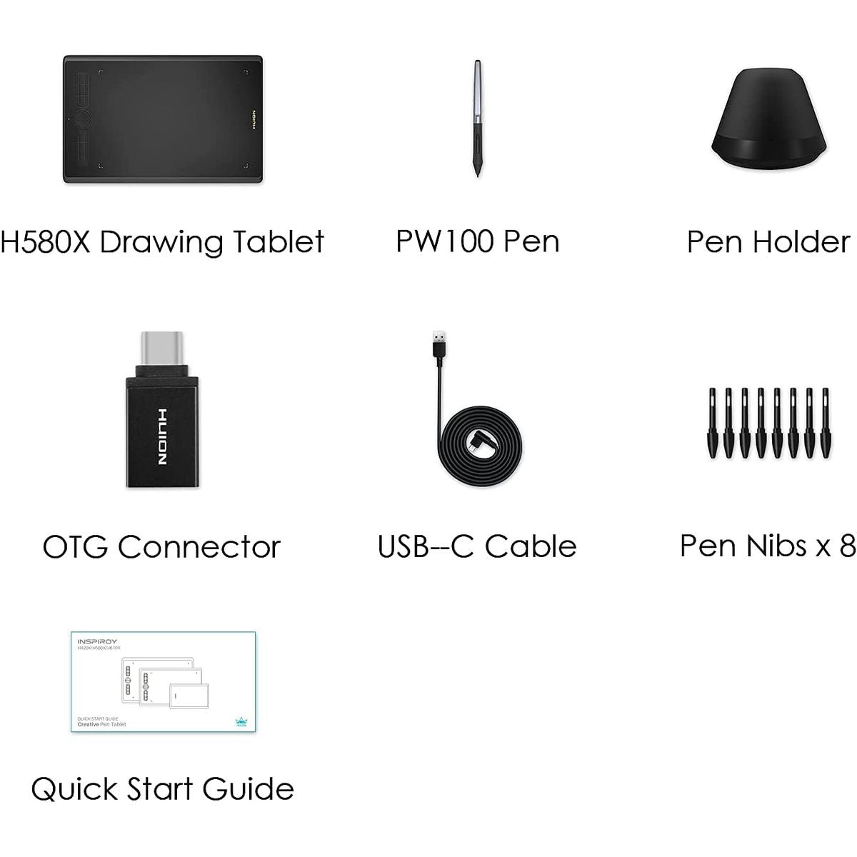 Huion Inspiroy H580X Graphic Drawing Tablet - 8 Programable Keys (203.2 x 127mm) - H580X - Graphic Tablets - alnabaa.com - النبع