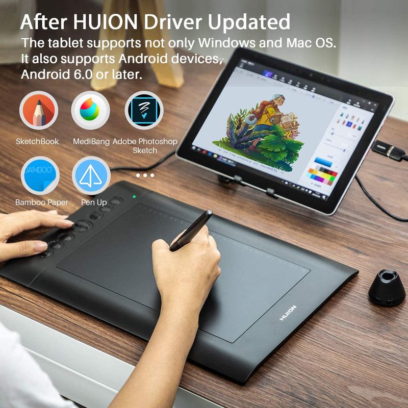 Huion Inspiroy H610 Pro V2 Drawing Tablet with 8 Programmable Keys - H610 Pro V2 - Graphic Tablets - alnabaa.com - النبع