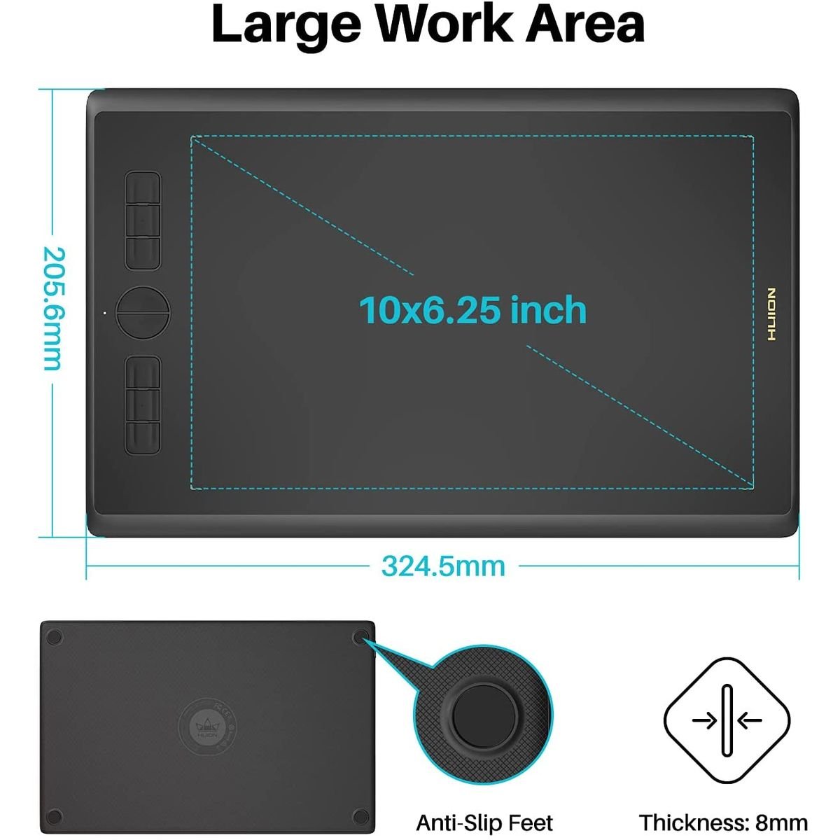 Huion Inspiroy H610X Graphic Drawing Tablet - 8 Programable Keys (254 x 158.8mm) - H610X - Graphic Tablets - alnabaa.com - النبع
