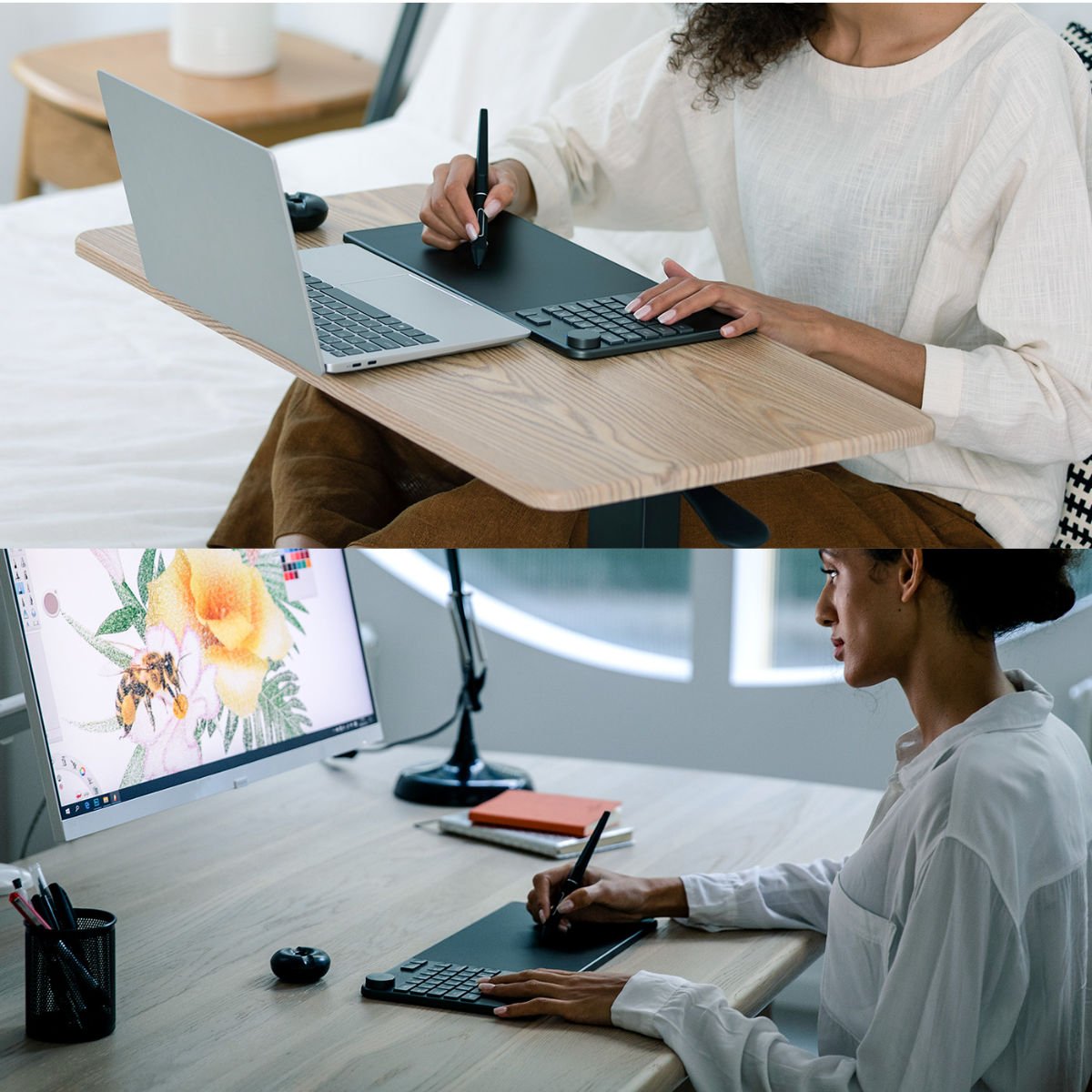 Huion Inspiroy Keydial KD200 Bluetooth 5.0 Wireless Graphics Drawing Tablet with Keyboard Dial - KD200 - Graphic Tablets - alnabaa.com - النبع